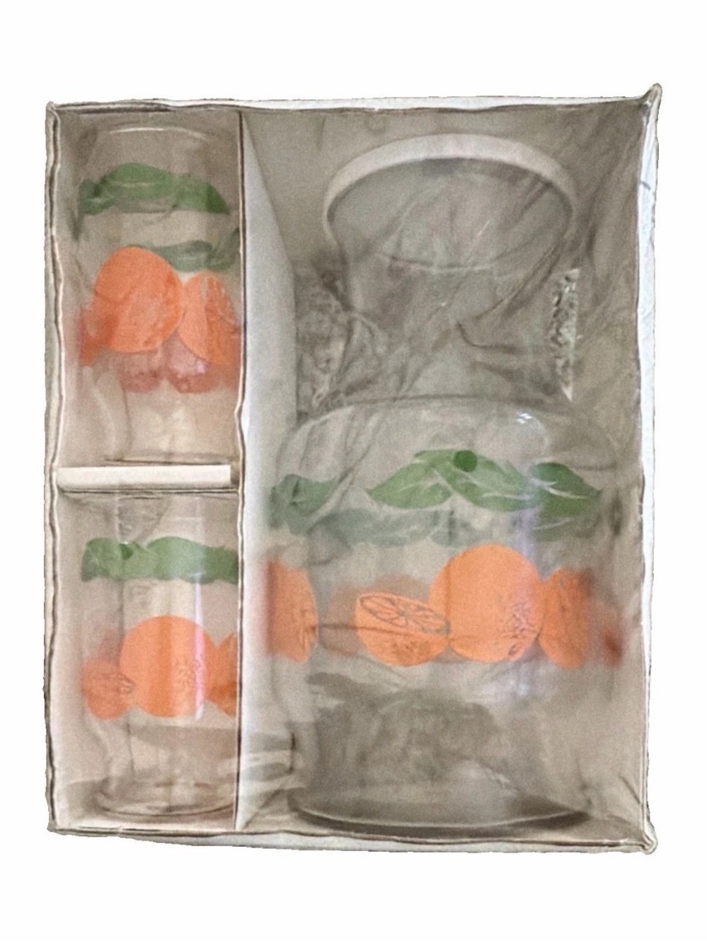 Anchor Hocking Clear Glass Juice Set with Orange Graphic